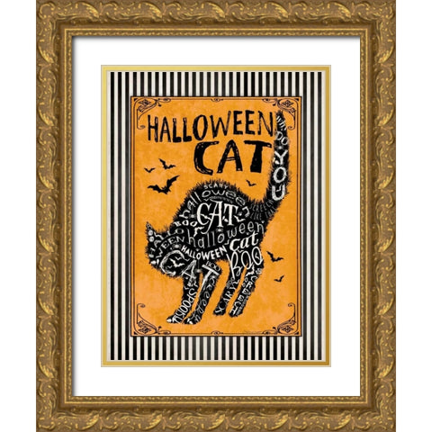 Halloween Cat I Gold Ornate Wood Framed Art Print with Double Matting by Marrott, Stephanie
