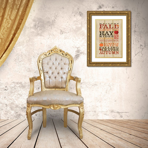 Welcome Fall Gold Ornate Wood Framed Art Print with Double Matting by Marrott, Stephanie