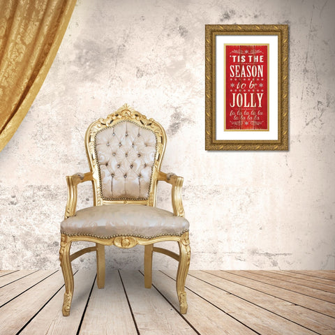 Be Jolly Gold Ornate Wood Framed Art Print with Double Matting by Marrott, Stephanie
