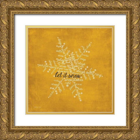 Snowflake Gold Ornate Wood Framed Art Print with Double Matting by Marrott, Stephanie