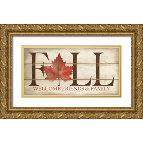 Fall Welcome Gold Ornate Wood Framed Art Print with Double Matting by Marrott, Stephanie
