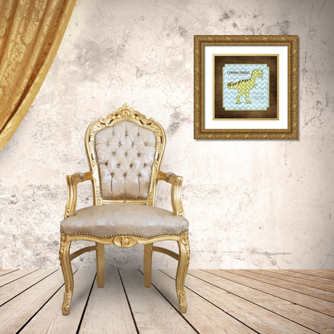 Tyrannosaurus Gold Ornate Wood Framed Art Print with Double Matting by Marrott, Stephanie