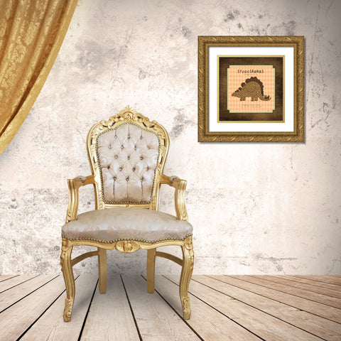 Stegosaurus Gold Ornate Wood Framed Art Print with Double Matting by Marrott, Stephanie