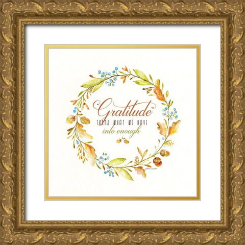 Gratitude Gold Ornate Wood Framed Art Print with Double Matting by Marrott, Stephanie