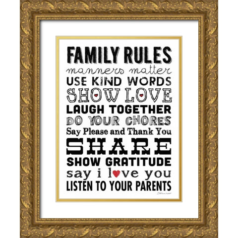 Family Rules Gold Ornate Wood Framed Art Print with Double Matting by Marrott, Stephanie