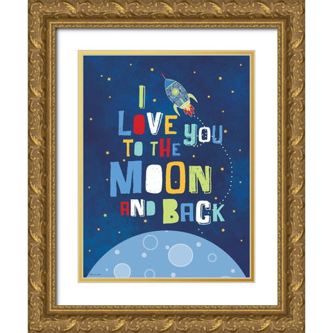 To The Moon Gold Ornate Wood Framed Art Print with Double Matting by Marrott, Stephanie
