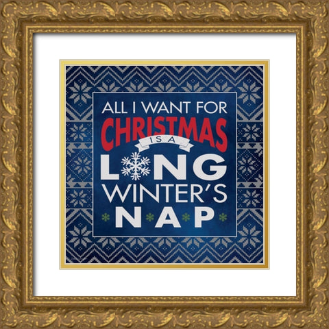 Winters Nap Gold Ornate Wood Framed Art Print with Double Matting by Marrott, Stephanie