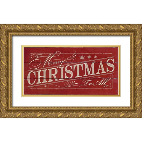 Merry Christmas Gold Ornate Wood Framed Art Print with Double Matting by Marrott, Stephanie