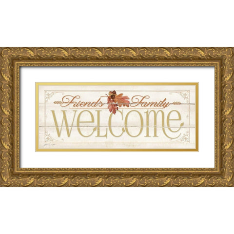Autumn Welcome Gold Ornate Wood Framed Art Print with Double Matting by Marrott, Stephanie