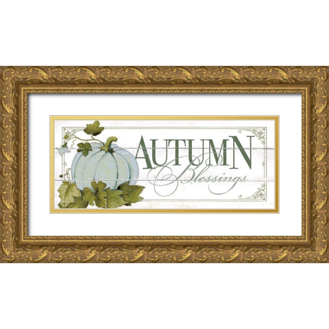 Autumn Welcome Gold Ornate Wood Framed Art Print with Double Matting by Marrott, Stephanie
