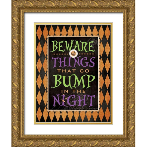 Beware Gold Ornate Wood Framed Art Print with Double Matting by Marrott, Stephanie