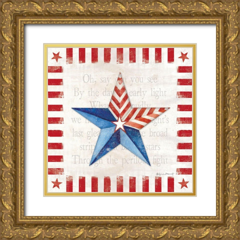 Freedon Star II Gold Ornate Wood Framed Art Print with Double Matting by Marrott, Stephanie