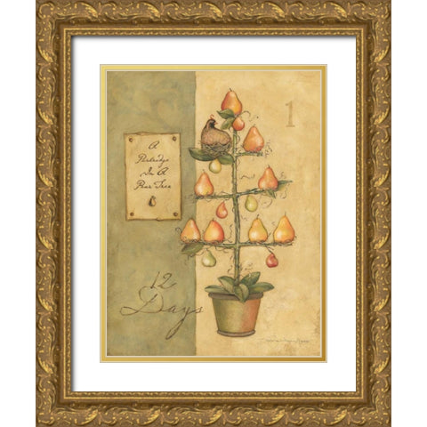 Pear Tree Gold Ornate Wood Framed Art Print with Double Matting by Marrott, Stephanie