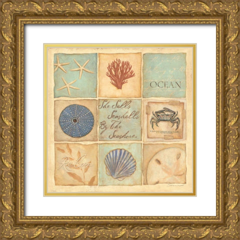 Coastal Collage II Gold Ornate Wood Framed Art Print with Double Matting by Marrott, Stephanie