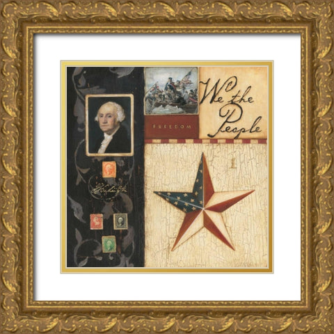 We the People Gold Ornate Wood Framed Art Print with Double Matting by Marrott, Stephanie