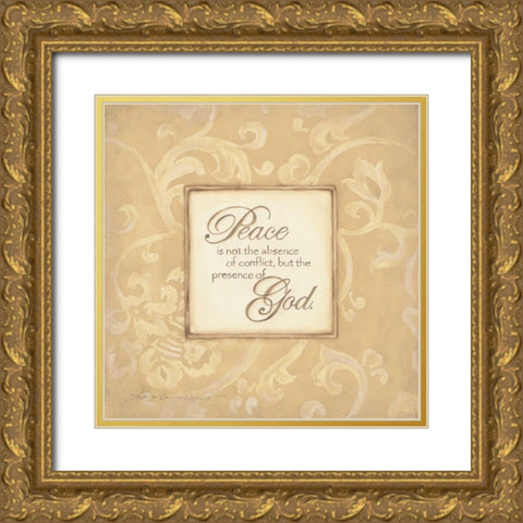 Peace Gold Ornate Wood Framed Art Print with Double Matting by Marrott, Stephanie