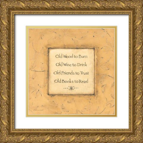 Old Wood to Burn Gold Ornate Wood Framed Art Print with Double Matting by Marrott, Stephanie