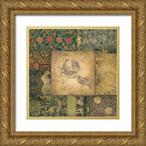 Avian Tapestry II Gold Ornate Wood Framed Art Print with Double Matting by Marrott, Stephanie