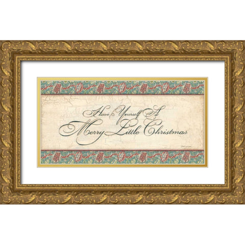 Merry Little Christmas Gold Ornate Wood Framed Art Print with Double Matting by Marrott, Stephanie