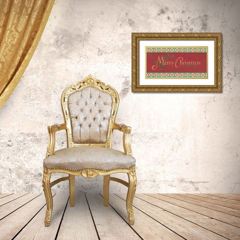 Merry Christmas Gold Ornate Wood Framed Art Print with Double Matting by Marrott, Stephanie
