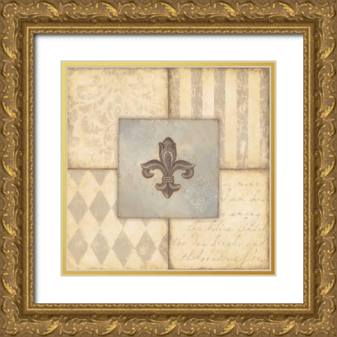 Fleur De Lis II Gold Ornate Wood Framed Art Print with Double Matting by Marrott, Stephanie