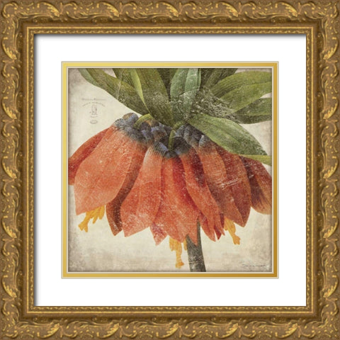 Orange Flower Gold Ornate Wood Framed Art Print with Double Matting by Marrott, Stephanie