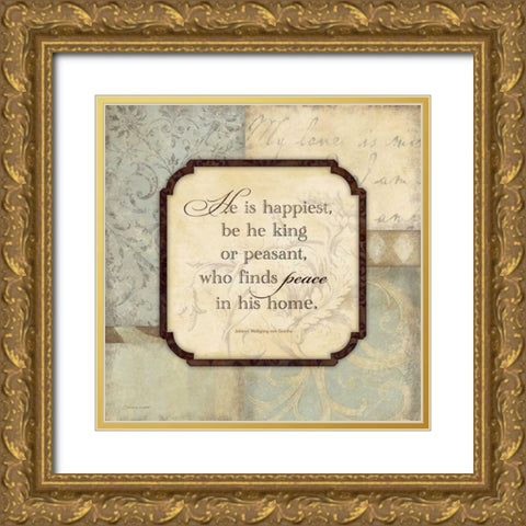 He Is Happiest Gold Ornate Wood Framed Art Print with Double Matting by Marrott, Stephanie