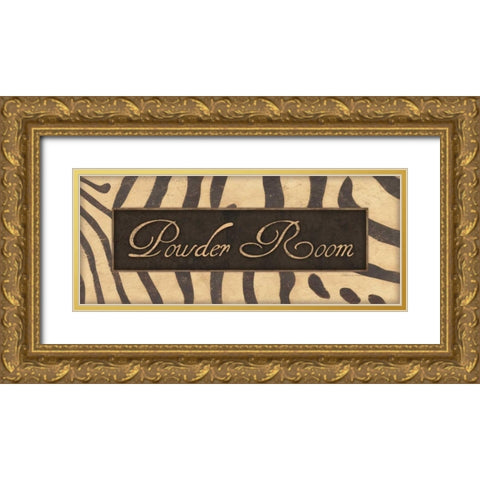 Powder Room Gold Ornate Wood Framed Art Print with Double Matting by Marrott, Stephanie
