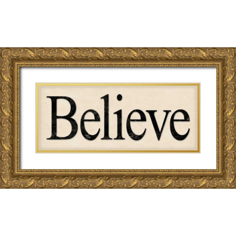 Believe Gold Ornate Wood Framed Art Print with Double Matting by Marrott, Stephanie