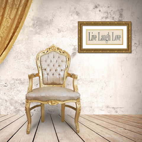 Live Laugh Love Gold Ornate Wood Framed Art Print with Double Matting by Marrott, Stephanie