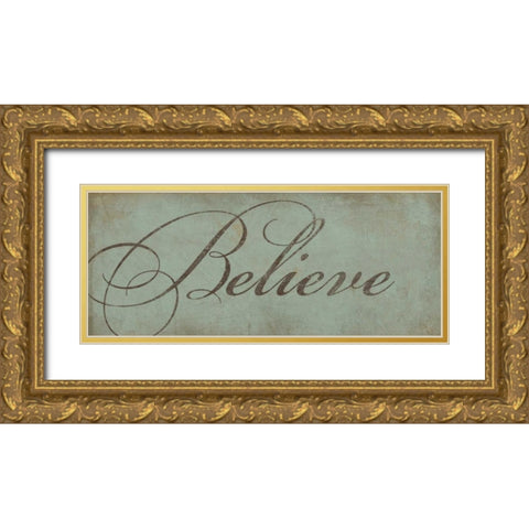 Believe Gold Ornate Wood Framed Art Print with Double Matting by Marrott, Stephanie