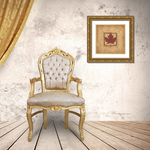 Maple Leaf Gold Ornate Wood Framed Art Print with Double Matting by Marrott, Stephanie