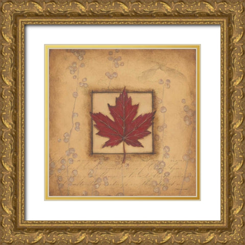 Maple Leaf Gold Ornate Wood Framed Art Print with Double Matting by Marrott, Stephanie