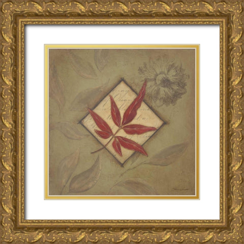Red Leaf Gold Ornate Wood Framed Art Print with Double Matting by Marrott, Stephanie
