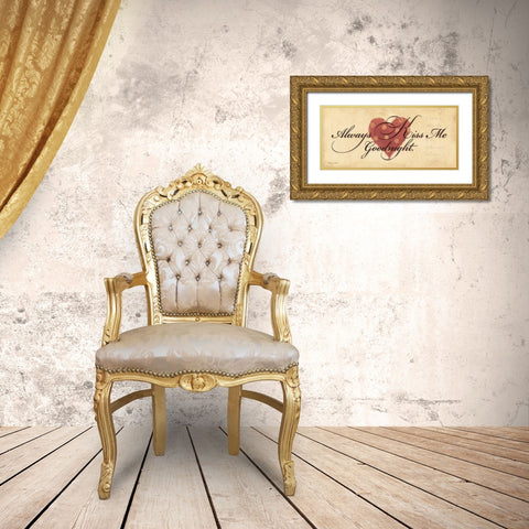 Always Kiss Me Goodnight Gold Ornate Wood Framed Art Print with Double Matting by Marrott, Stephanie