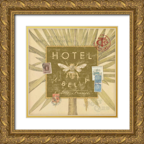 Bee Sign Gold Ornate Wood Framed Art Print with Double Matting by Marrott, Stephanie