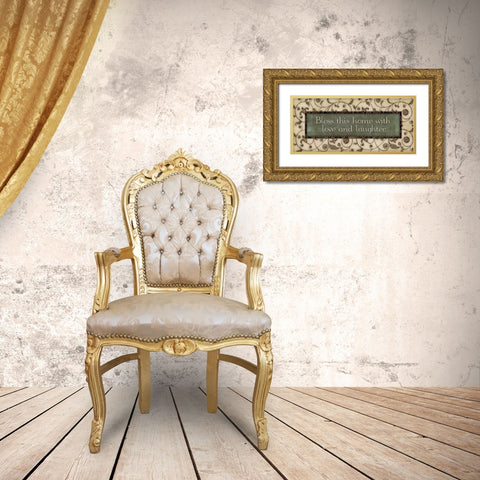 Bless This Home Gold Ornate Wood Framed Art Print with Double Matting by Marrott, Stephanie