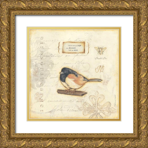 Colro Bird II Gold Ornate Wood Framed Art Print with Double Matting by Marrott, Stephanie