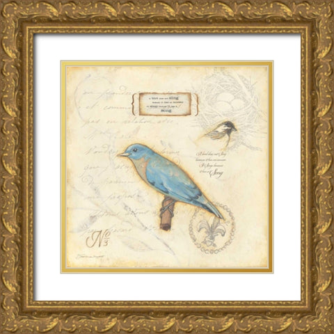 Color Bird III Gold Ornate Wood Framed Art Print with Double Matting by Marrott, Stephanie