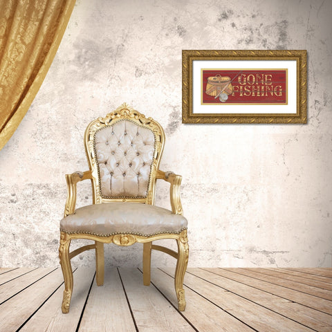 Gone Fishing Gold Ornate Wood Framed Art Print with Double Matting by Marrott, Stephanie