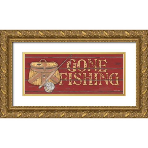 Gone Fishing Gold Ornate Wood Framed Art Print with Double Matting by Marrott, Stephanie