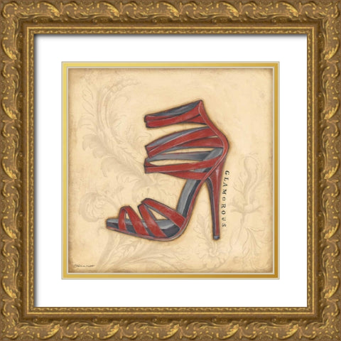 Glamorous Red Heel Gold Ornate Wood Framed Art Print with Double Matting by Marrott, Stephanie