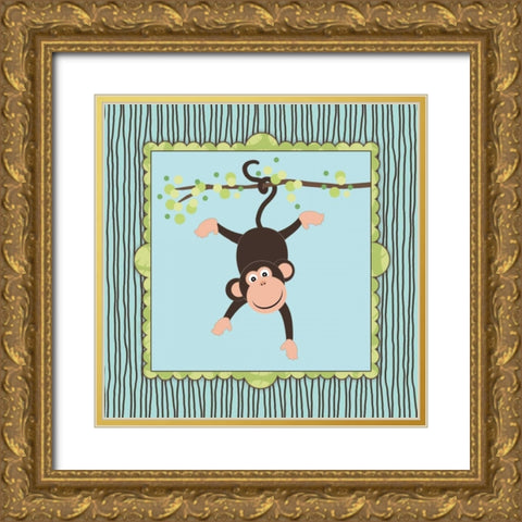 Hanging Monkey I Gold Ornate Wood Framed Art Print with Double Matting by Marrott, Stephanie