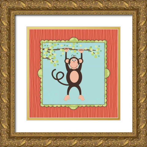 Hanging Monkey II Gold Ornate Wood Framed Art Print with Double Matting by Marrott, Stephanie