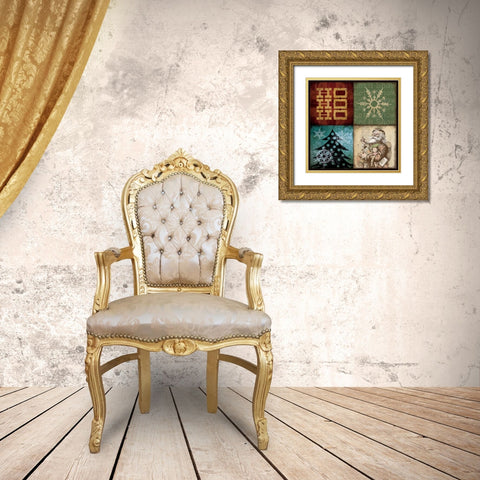 Holiday Patch IV Gold Ornate Wood Framed Art Print with Double Matting by Marrott, Stephanie