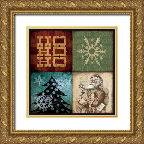 Holiday Patch IV Gold Ornate Wood Framed Art Print with Double Matting by Marrott, Stephanie