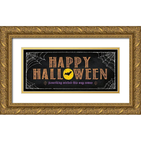 Happy Halloween Gold Ornate Wood Framed Art Print with Double Matting by Marrott, Stephanie