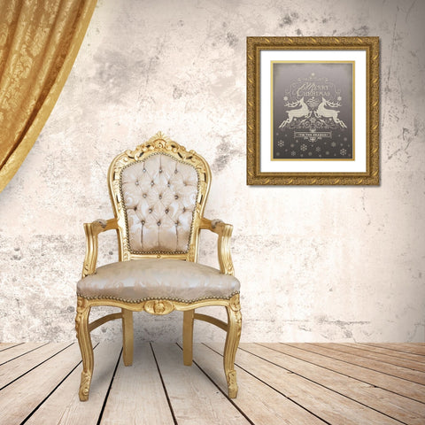 Tis the Season Gold Ornate Wood Framed Art Print with Double Matting by Marrott, Stephanie