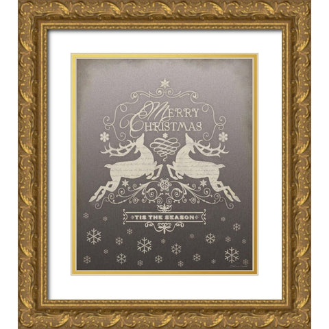 Tis the Season Gold Ornate Wood Framed Art Print with Double Matting by Marrott, Stephanie