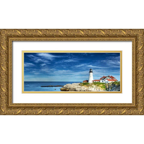 Lighthouse 1 Gold Ornate Wood Framed Art Print with Double Matting by Blackstone, Jason